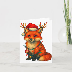 Fox Christmas Lights Xmas  Card