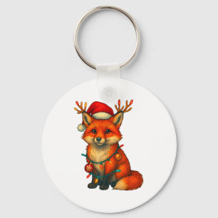 Fox Christmas Lights Xmas Key Ring