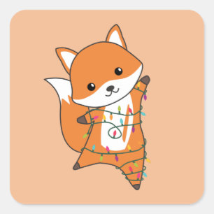 Fox Christmas Snow Winter Animals Foxes Square Sticker