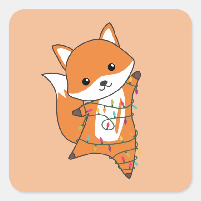 Fox Christmas Snow Winter Animals Foxes Square Sticker (Front)