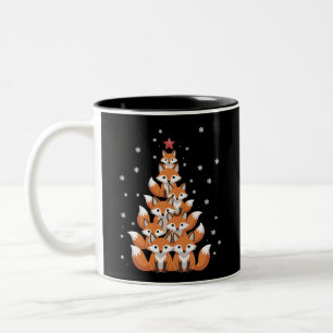 Fox Christmas Tree Fox Xmas Tree Funny Animal Two-Tone Coffee Mug