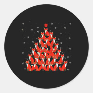 Fox Christmas Tree Fox Xmas Tree Women & Boys Classic Round Sticker