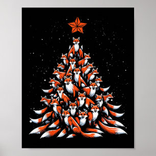 Fox Christmas Tree Fox Xmas Tree Women & Boys Poster