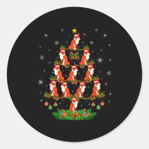 Fox Christmas Tree Funny Xmas Lover  Classic Round Sticker