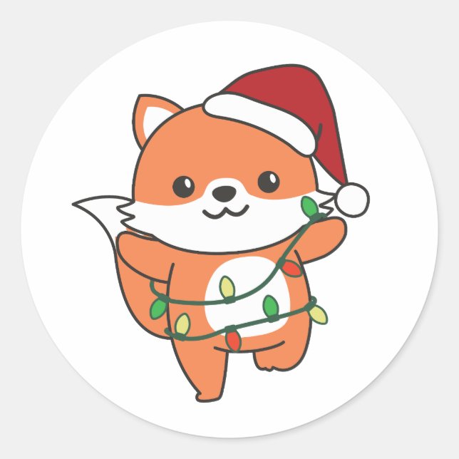 Fox Christmas Winter Animals Holiday Foxes Classic Round Sticker (Front)