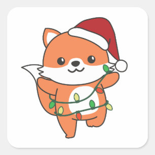 Fox Christmas Winter Animals Holiday Foxes Square Sticker