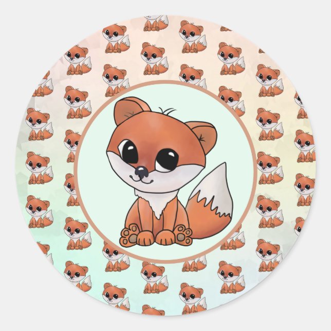 fox classic round sticker (Front)