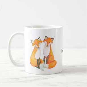 Fox Couple, cute foxy red fox couple custom name Coffee Mug