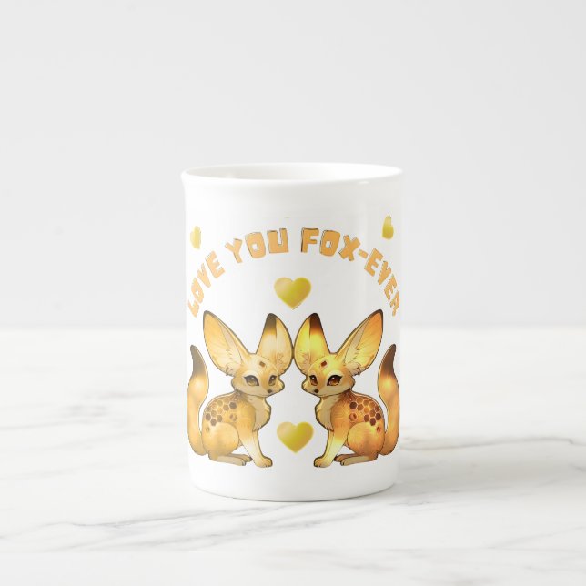  Fox Couple Valentine Art Bone China Mug (Front)