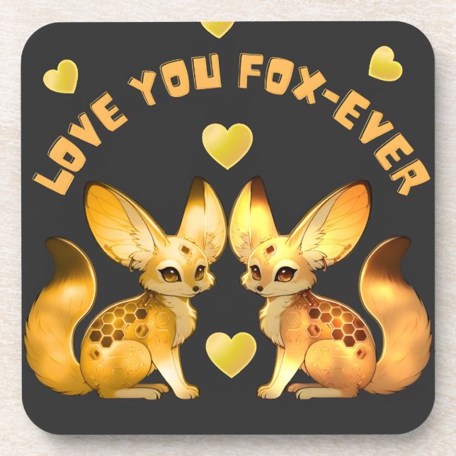  Fox Couple Valentine Art Coaster (Front)