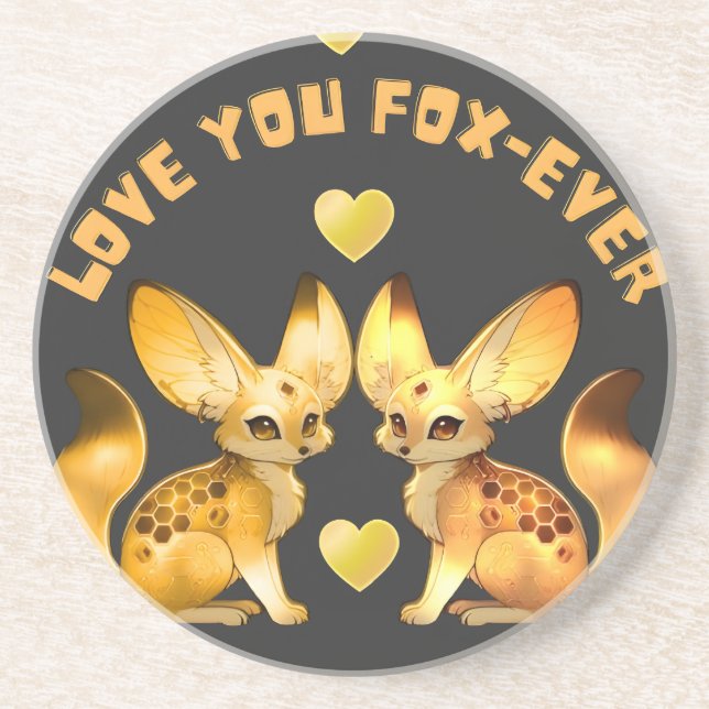  Fox Couple Valentine Art Coaster (Front)
