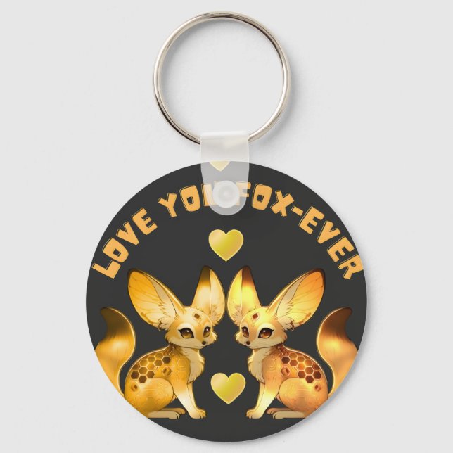  Fox Couple Valentine Art Key Ring (Front)