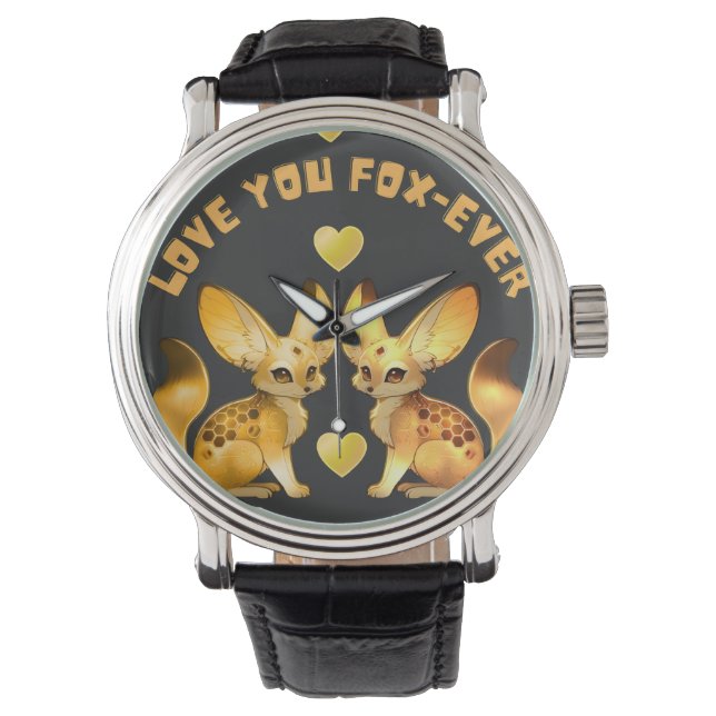  Fox Couple Valentine Art Watch (Front)