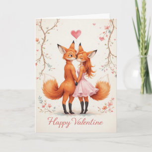 Fox Couple Valentine Cute Woodland Valentines  Card