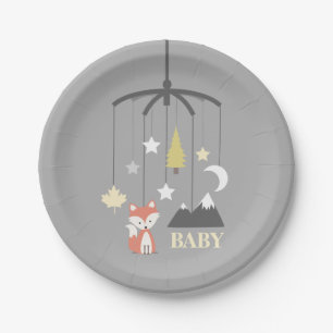Fox Crib Mobile Modern Neutral Baby Shower Paper Plate