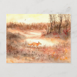 Fox Crossing the Field Postcard