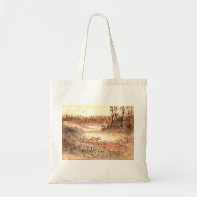 Fox Crossing the Field Tote Bag (Front)