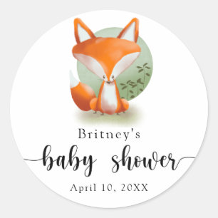 Fox cub - baby shower classic round sticker