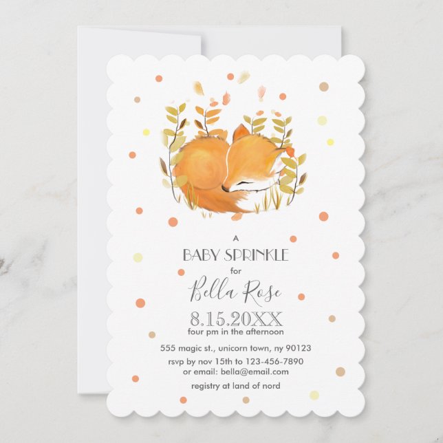 Fox Cub Baby Sprinkle Invitations (Front)