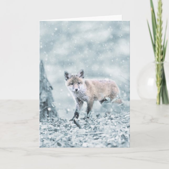Fox Cub in the Snow Card (Front)
