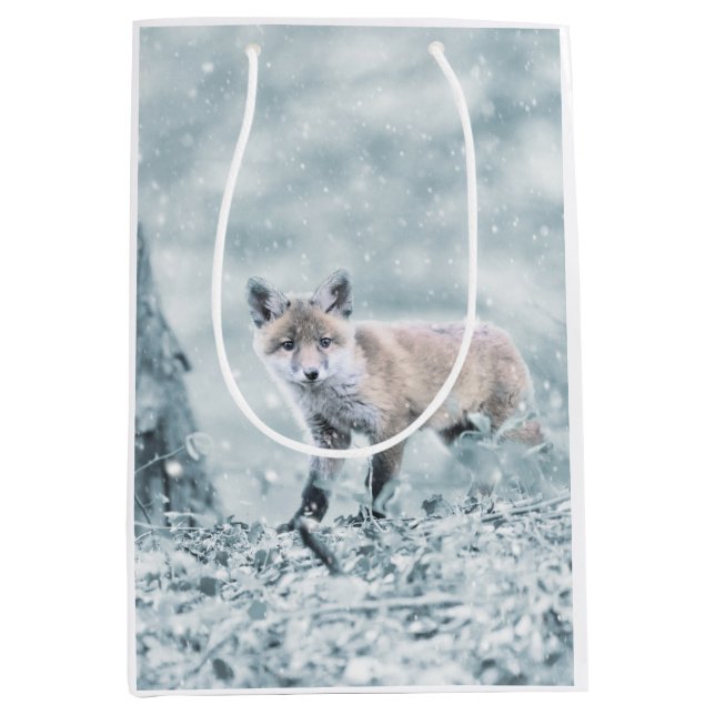 Fox Cub in the Snow Medium Gift Bag (Front)