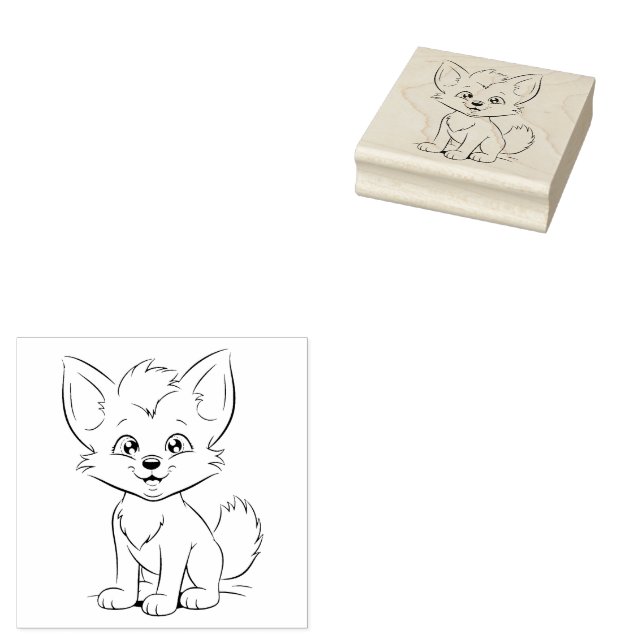 Fox Cub Rubber Stamp (Stamped)