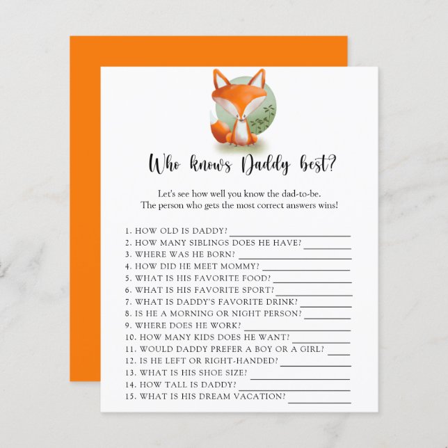 Fox cub - Who knows DADDY best game (Front/Back)