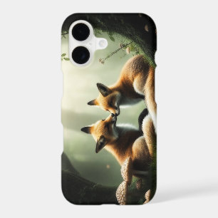 Fox Cuddle in Misty Forest