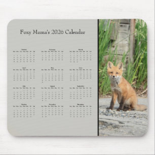 Fox - Customizable full year 2026 calendar Mouse Pad