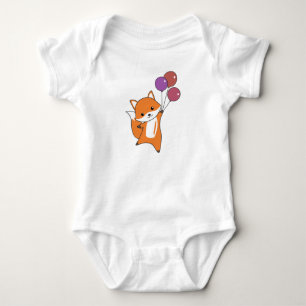 Fox Cute Animals Flies Balloons Children Baby Bodysuit