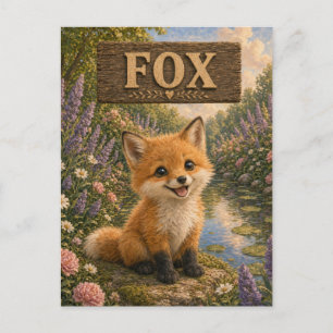 Fox Cute Baby Storybook Nursery Animal Postcard