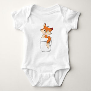 Fox Cute Drawing Fox in Pocket Cute Fox Clipart Baby Bodysuit