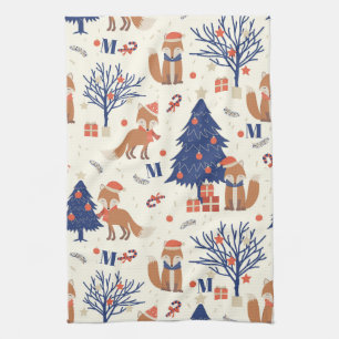 Fox Cuties Monogram Tea Towel