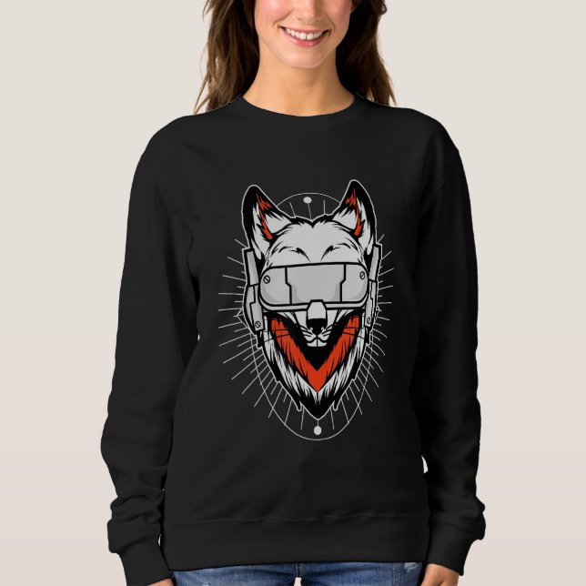 Fox Day Night Gaming I Headset Animal Fox Gamer Wi Sweatshirt (Front)
