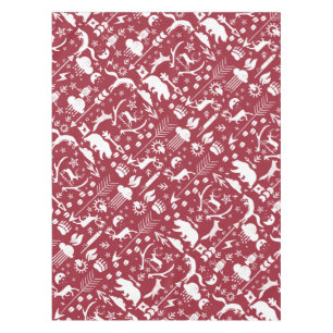 Fox Deer Bear Pattern Cottage Hunting Lodge Tablecloth