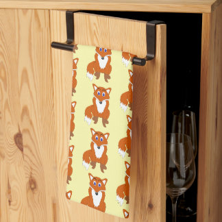 Fox Design Any Colour Background Tea Towel