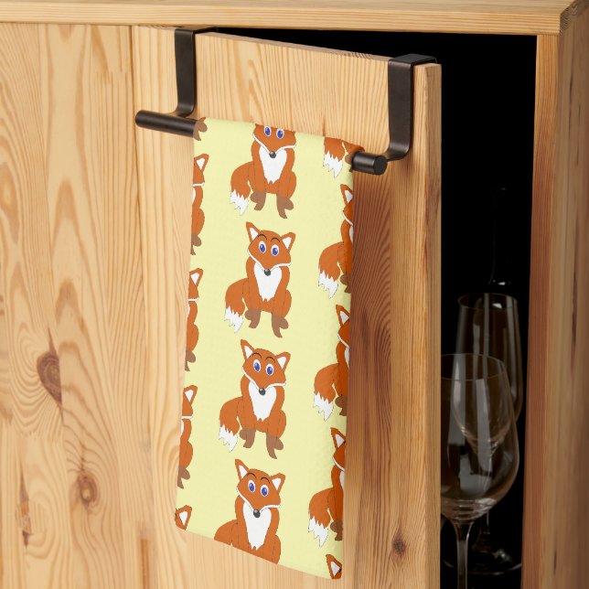 Fox Design Any Colour Background Tea Towel (Thirds Fold)