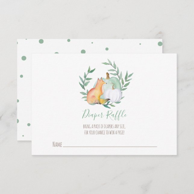 Fox Diaper Raffle Card – Neutral Fall Baby Shower (Front/Back)