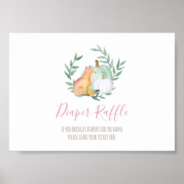 Fox Diaper Raffle Sign – November Baby Shower (Front)