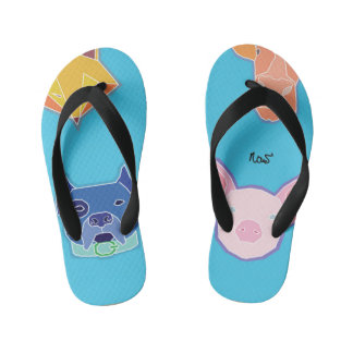 ...fox dog pig and cow kid's thongs