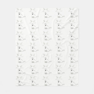 fox doodle black white grey simple kids drawing fleece blanket