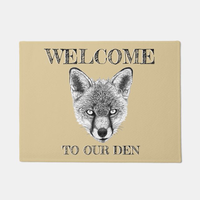Fox Doormat 'Welcome To Our Den' Custom Doormat (Front)