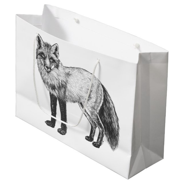 Fox drawing large gift bag (Front Angled)