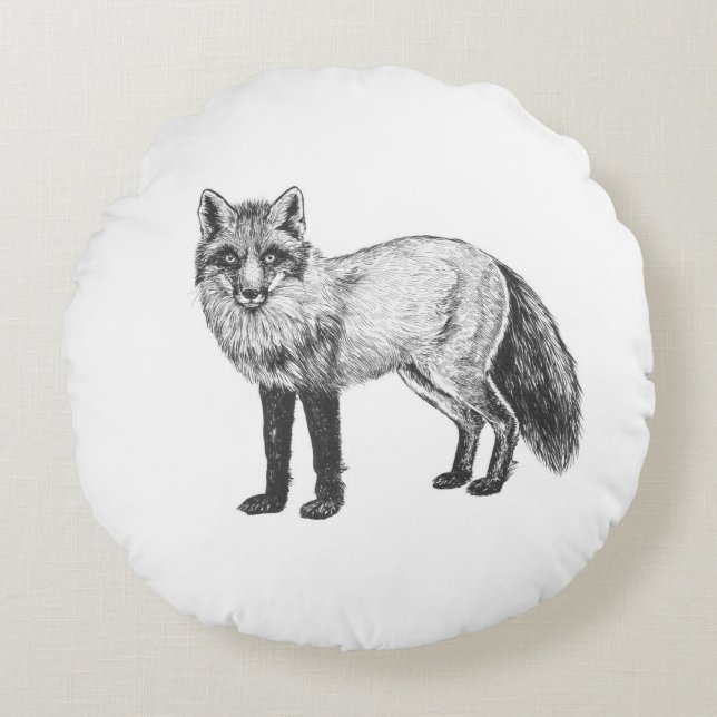Fox drawing round cushion (Front)
