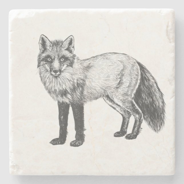 Fox drawing stone coaster (Front)