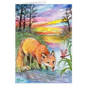 Fox Drinking by Riverside