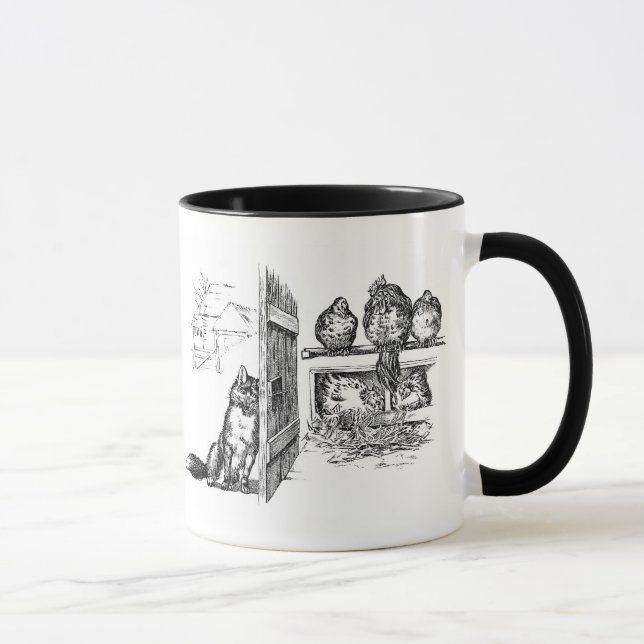 Fox Eavesdropping on Chickens Mug (Right)