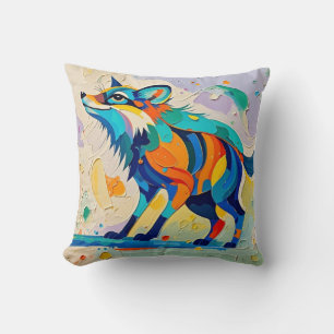 Fox Expressive abstract animal art design  Cushion