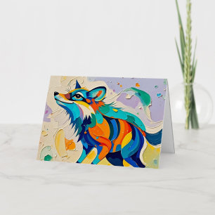 Fox Expressive abstract animal art design Foil Greeting Card