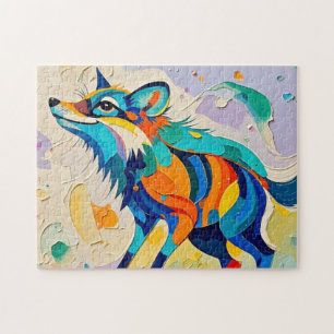 Fox Expressive abstract animal art design  Jigsaw Puzzle